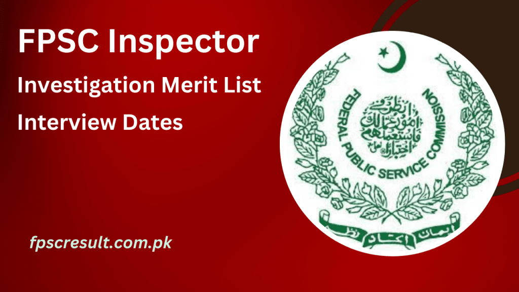 FPSC Inspector Investigation Merit List 