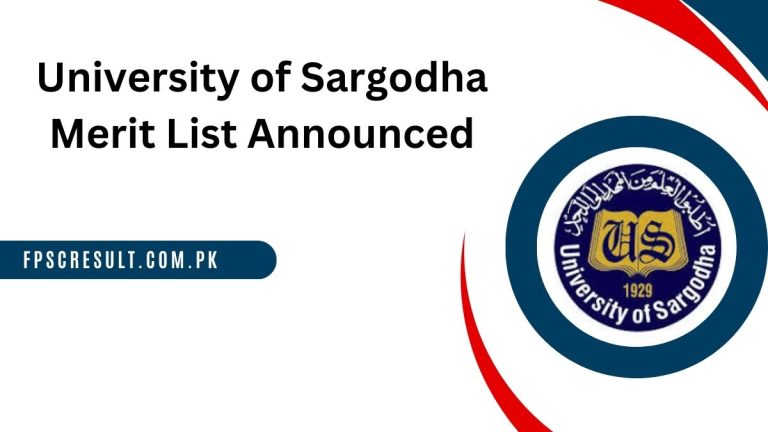 University of Sargodha Merit List 2024