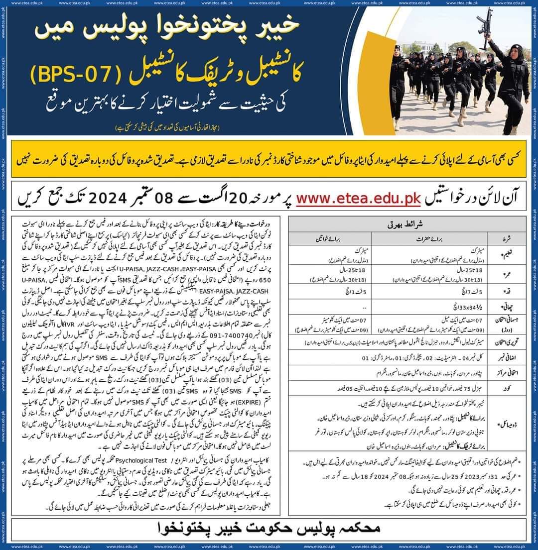 KPK Police ETEA Jobs 2024