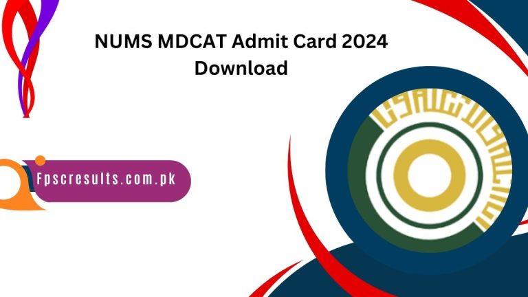 NUMS MDCAT Admit Card 2024 Roll No Slip Download