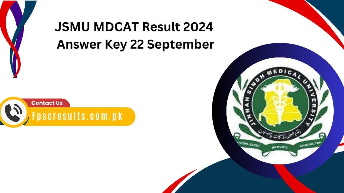 JSMU MDCAT Result 2024 Answer Key 22 September