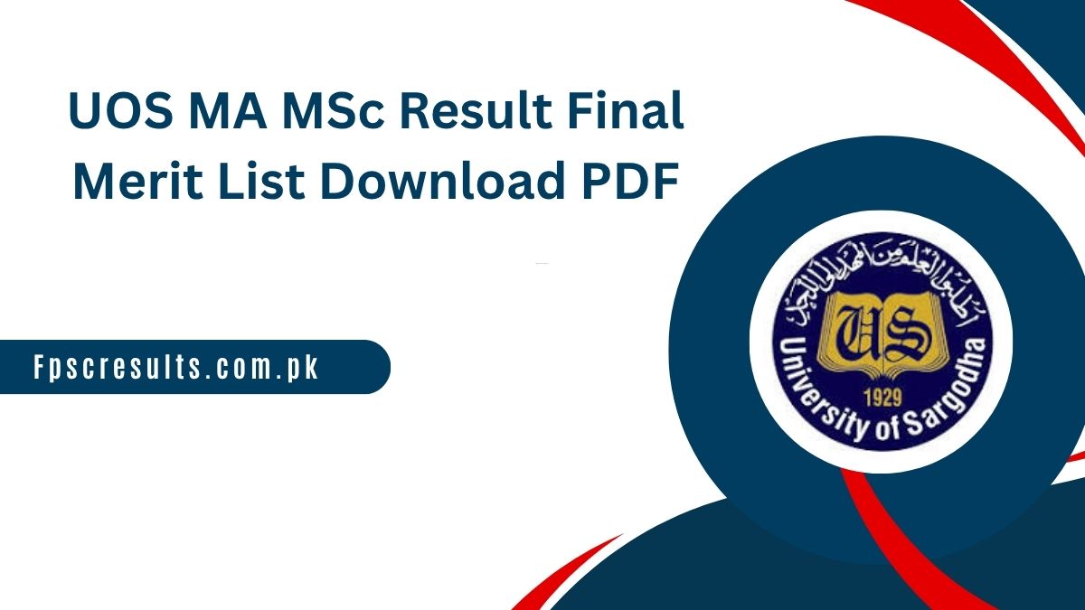UOS MA MSc Result 2025 Final Merit List Download PDF