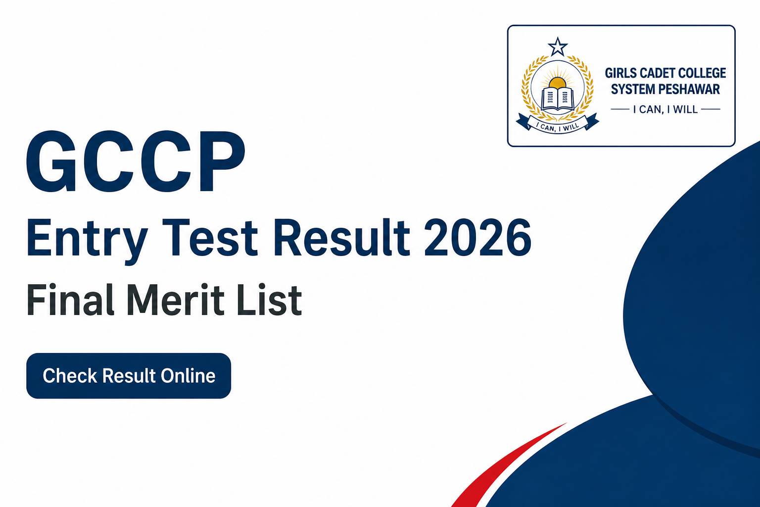 GCCP Entry Test Result 2026 Final Merit List